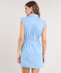Vestido-Jeans-Feminino-Curto-com-Bolsos-e-Faixa-para-Amarrar-Sem-Manga-Azul-Claro-9532121-Azul_Claro_2