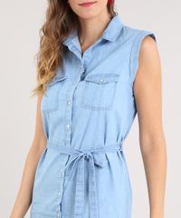 Vestido-Jeans-Feminino-Curto-com-Bolsos-e-Faixa-para-Amarrar-Sem-Manga-Azul-Claro-9532121-Azul_Claro_4