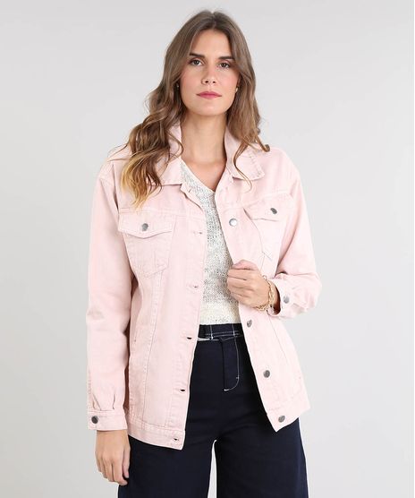 Jaqueta-de-Sarja-Feminina-Longa-com-Bolsos-Rose-9532122-Rose_1