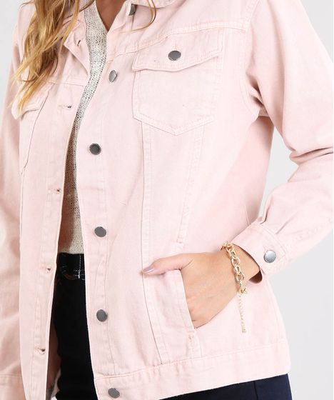jaqueta rosa sarja