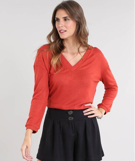 Sueter-Feminino-Amplo-em-Trico-Decote-V-Cobre-9343586-Cobre_1