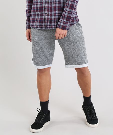 Bermuda-Masculina-em-Moletom-com-Bolsos-Cinza-Mescla-Escuro-8886539-Cinza_Mescla_Escuro_1