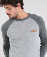 Sueter-Masculino-Raglan-em-Trico-com-Bolso-Gola-Redonda-Cinza-Mescla-8865713-Cinza_Mescla_1_4