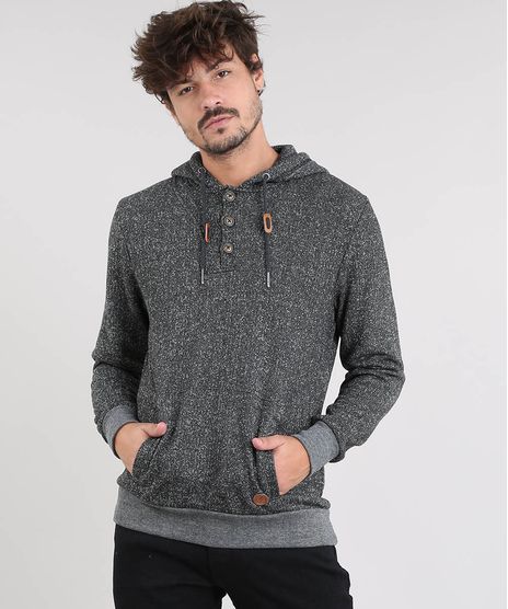 Blusao-Masculino-em-Moletom-Mescla-com-Capuz-e-Bolso-Preto-9349339-Preto_1