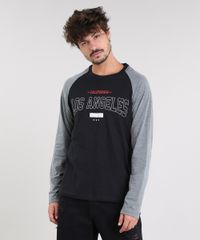 Camiseta-Masculina--Los-Angeles--Raglan-Manga-Longa-Gola-Careca-Preta-9462916-Preto_1