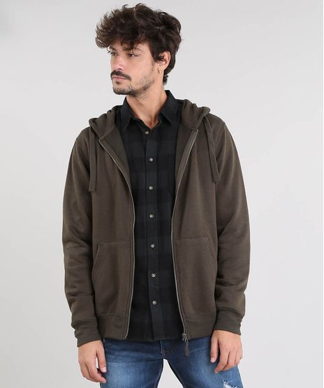 Blusao-Masculino-Basico-em-Moletom-com-Capuz-Verde-Militar-8463518-Verde_Militar_1