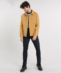 Jaqueta-de-Sarja-Masculina-com-Bolsos-Mostarda-9525534-Mostarda_3