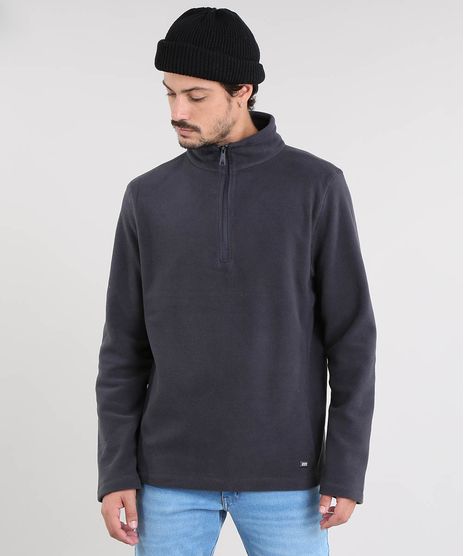 Blusao-Masculino-Basico-em-Fleece-com-Ziper-Cinza-Chumbo-9335089-Cinza_Chumbo_1
