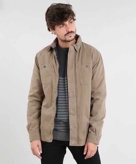 Jaqueta-de-Sarja-Masculina-Acolchoada-com-Bolsos-Kaki-9381644-Kaki_1