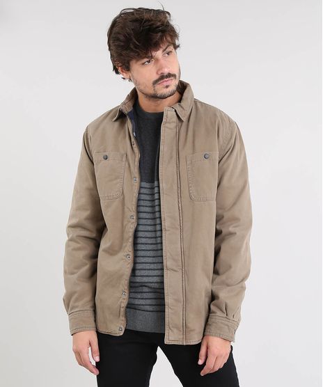 Jaqueta-de-Sarja-Masculina-Acolchoada-com-Bolsos-Kaki-9381644-Kaki_1