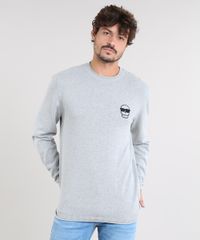 Sueter-Masculino-com-Bordado-de-Caveira-Cinza-Mescla-9328446-Cinza_Mescla_1