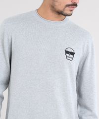 Sueter-Masculino-com-Bordado-de-Caveira-Cinza-Mescla-9328446-Cinza_Mescla_4