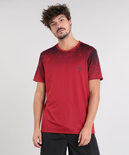 Camiseta Masculina Esportiva Ace com Degradê Manga Curta Gola Careca Vinho Menor preço em Camiseta Masculina Esportiva Ace com Degradê Manga Curta Gola Careca Vinho