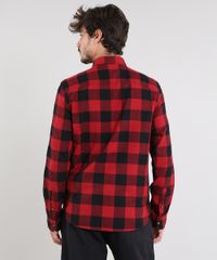 Camisa-Masculina-Estampada-Xadrez-com-Bolso-Manga-Longa-Vermelha-9367456-Vermelho_2
