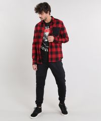 Camisa-Masculina-Estampada-Xadrez-com-Bolso-Manga-Longa-Vermelha-9367456-Vermelho_3