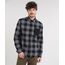 Camisa-Masculina-Estampada-Xadrez-com-Bolso-Manga-Longa-Chumbo-9367456-Chumbo_1