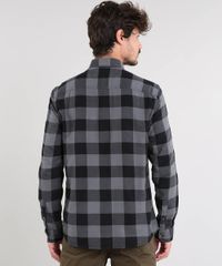 Camisa-Masculina-Estampada-Xadrez-com-Bolso-Manga-Longa-Chumbo-9367456-Chumbo_2