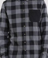 Camisa-Masculina-Estampada-Xadrez-com-Bolso-Manga-Longa-Chumbo-9367456-Chumbo_4