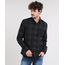 Camisa-Masculina-Estampada-Xadrez-com-Bolso-Manga-Longa-Verde-Escuro-9367456-Verde_Escuro_1