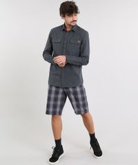 Camisa-Masculina-com-Bolsos-Manga-Longa-Cinza-Mescla-Escuro-9383367-Cinza_Mescla_Escuro_3