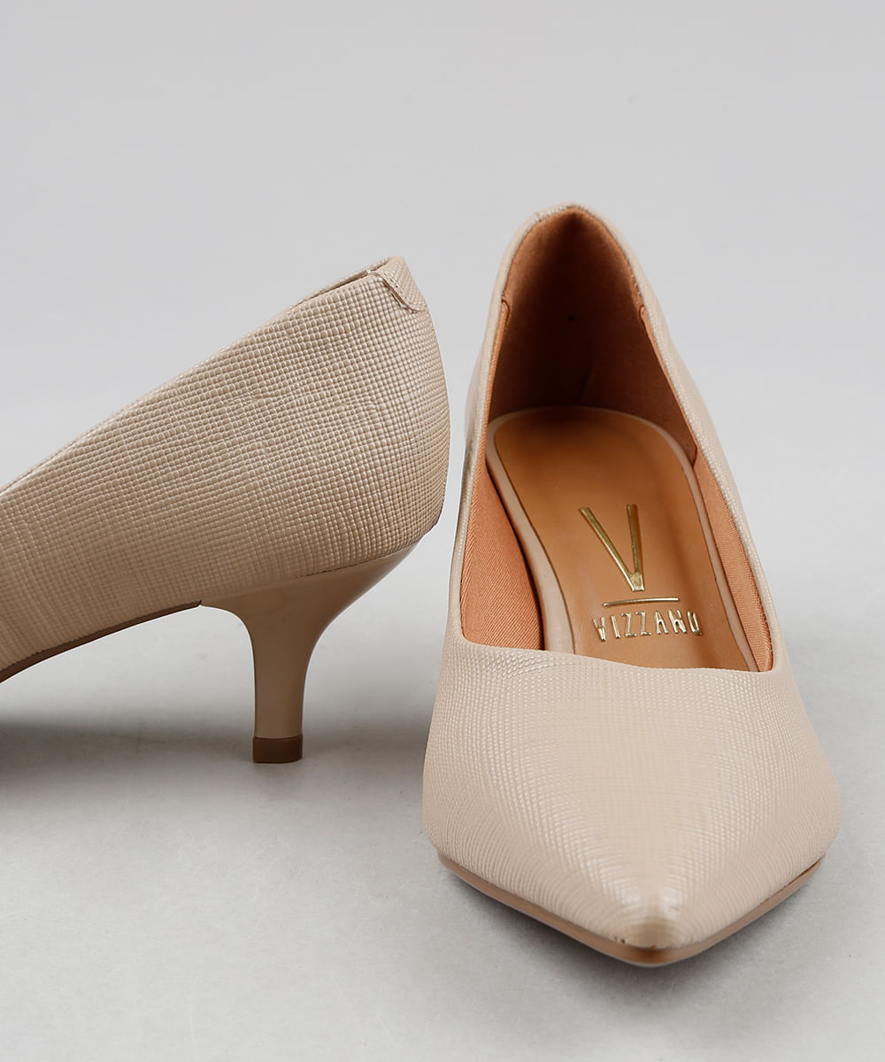 scarpin vizzano bico fino bege