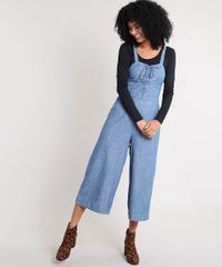Macacao-Jeans-Feminino-Pantacourt-com-Lace-Up-Azul-Medio-9539070-Azul_Medio_1
