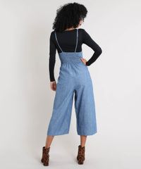 Macacao-Jeans-Feminino-Pantacourt-com-Lace-Up-Azul-Medio-9539070-Azul_Medio_2
