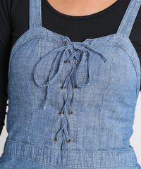 Macacao-Jeans-Feminino-Pantacourt-com-Lace-Up-Azul-Medio-9539070-Azul_Medio_4
