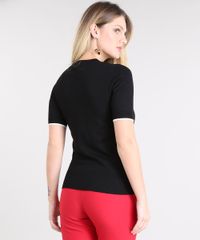 Blusa-Feminina-Bicolor-em-Trico-Manga-Curta-Decote-Redondo-Preta-9427966-Preto_2
