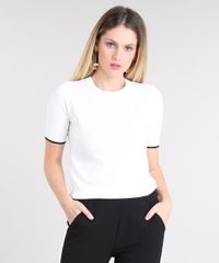 Blusa-Feminina-Bicolor-em-Trico-Manga-Curta-Decote-Redondo-Off-White-9427966-Off_White_1
