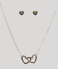 Kit-de-Colar-com-Pingente---Brinco-Feminino-de-Coracao-Dourado-9120479-Dourado_1