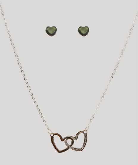 Kit-de-Colar-com-Pingente---Brinco-Feminino-de-Coracao-Dourado-9120479-Dourado_1