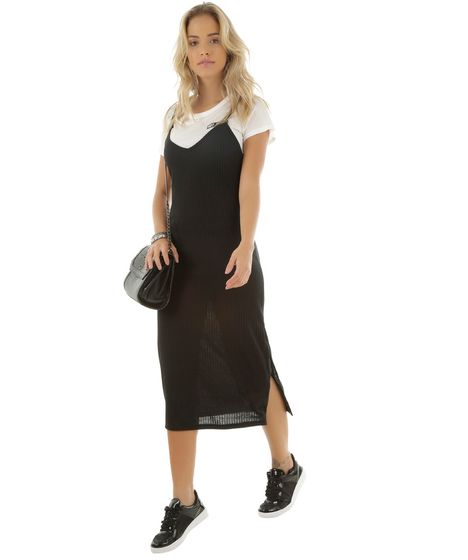 vestido midi com blusa
