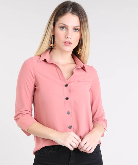 Camisa-Feminina-Basica-Manga-7-8-Rose-9433935-Rose_1