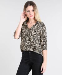 Camisa-Feminina-Estampada-Animal-Print-Manga-7-8-Bege-9433934-Bege_1