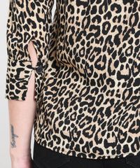 Camisa-Feminina-Estampada-Animal-Print-Manga-7-8-Bege-9433934-Bege_4