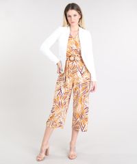 Macacao-Feminino-Pantacourt-Estampado-de-Folhagens-com-Cinto-Laranja-9505569-Laranja_3