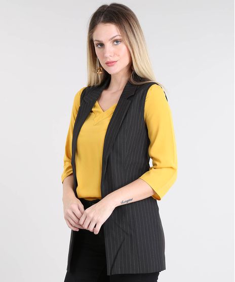 Colete-Feminino-Longo-Estampado-Risca-de-Giz-Preto-9375140-Preto_1