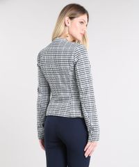 Blazer-Feminino-Estampado-Xadrez-com-Ziper-Preto-9382144-Preto_2