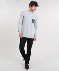 Sueter-Masculino-em-Trico-com-Bolso--Cinza-Claro-9323656-Cinza_Claro_3