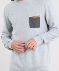 Sueter-Masculino-em-Trico-com-Bolso--Cinza-Claro-9323656-Cinza_Claro_4