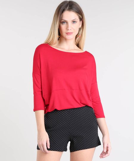 Blusa-Feminina-Ampla-com-Recorte-Manga-3-4-Vermelha-9453147-Vermelho_1