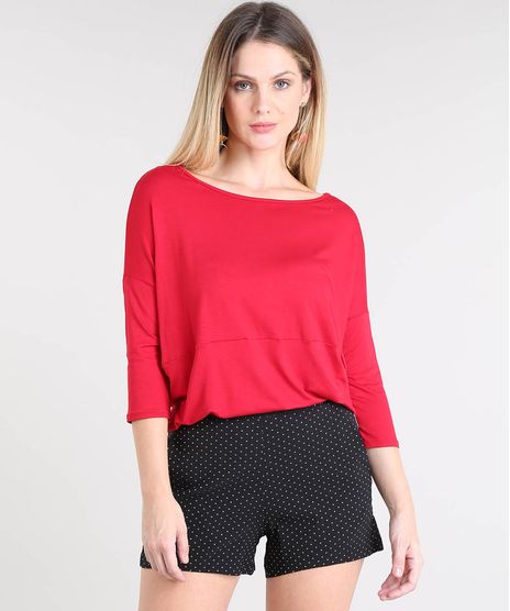 Blusa-Feminina-Ampla-com-Recorte-Manga-3-4-Vermelha-9453147-Vermelho_1