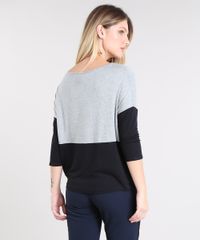 Blusa-Feminina-Ampla-com-Recorte-Manga-3-4-Cinza-Mescla-9453148-Cinza_Mescla_2