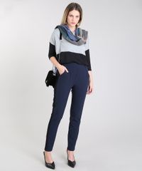 Blusa-Feminina-Ampla-com-Recorte-Manga-3-4-Cinza-Mescla-9453148-Cinza_Mescla_3