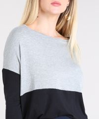 Blusa-Feminina-Ampla-com-Recorte-Manga-3-4-Cinza-Mescla-9453148-Cinza_Mescla_4