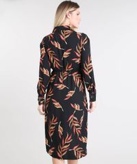 Vestido-Feminino-Midi-Estampado-de-Folhagens-com-Botoes-Manga-Longa--Preto-9426280-Preto_2