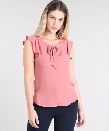 Blusa-Feminina-com-Babado-na-Manga-Gola-Laco-Rose-9448199-Rose_1