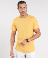 Camiseta-Masculina-Slim-Fit-Texturizada-Manga-Curta-Gola-Careca-Mostarda-9451745-Mostarda_1