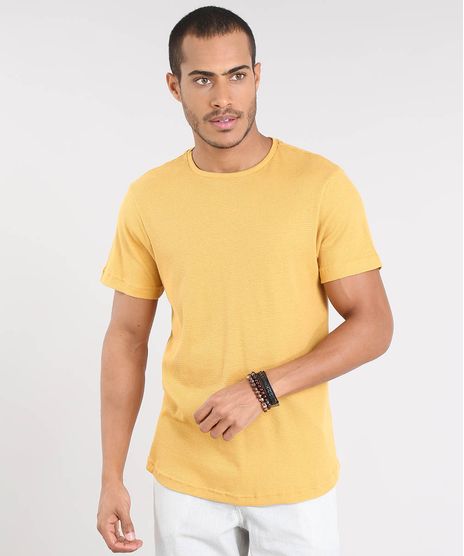 Camiseta-Masculina-Slim-Fit-Texturizada-Manga-Curta-Gola-Careca-Mostarda-9451745-Mostarda_1